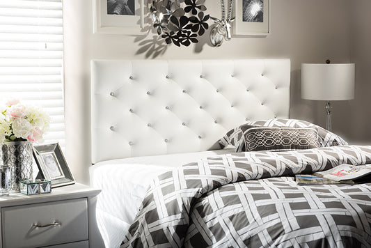 Baxton Studio Viviana Modern and Contemporary White Faux Leather Upholstered Button-tufted Full Size Headboard | Headboards | Modishstore