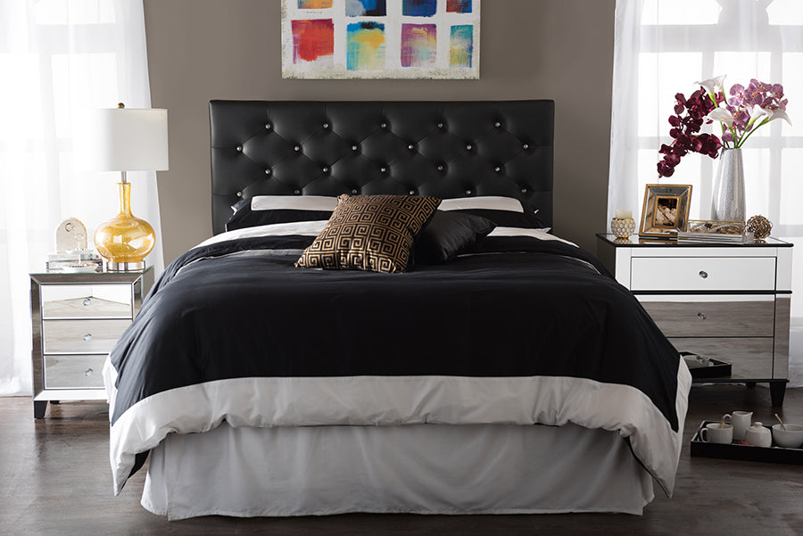 Baxton Studio Viviana Modern and Contemporary White Faux Leather Upholstered Button-tufted Queen Size Headboard | Headboards | Modishstore - 5