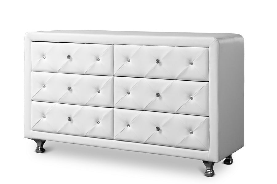 baxton studio luminescence black faux leather upholstered dresser | Modish Furniture Store-4