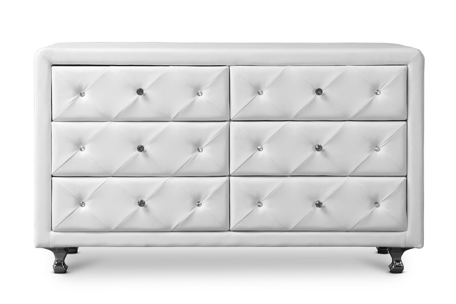 baxton studio luminescence black faux leather upholstered dresser | Modish Furniture Store-5