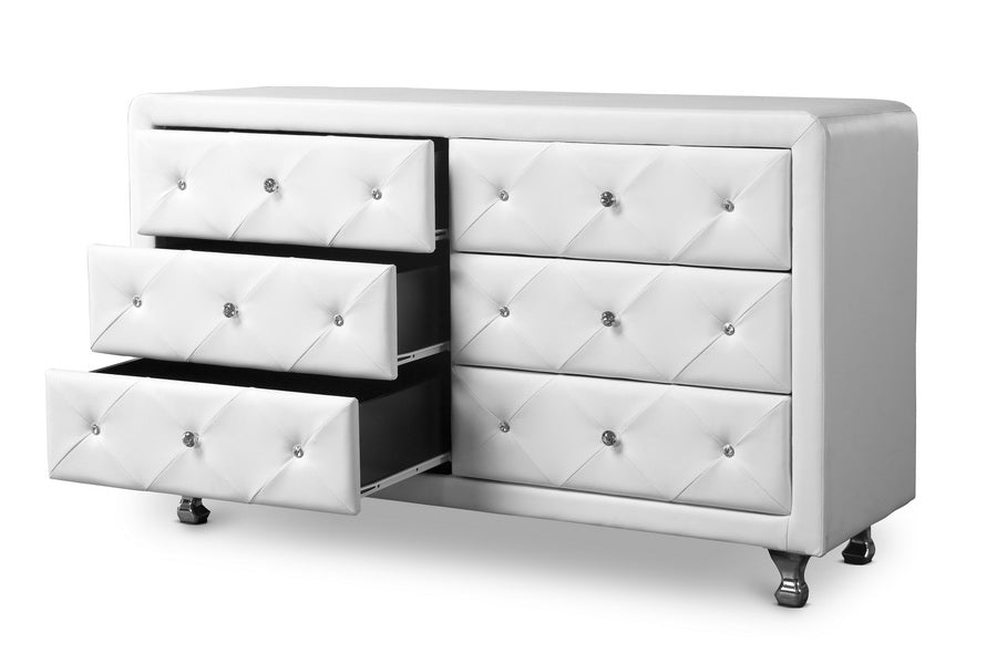 baxton studio luminescence black faux leather upholstered dresser | Modish Furniture Store-6