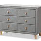 baxton studio jonesy mid century grey fabric upholstered 6 drawer dresser | Modish Furniture Store-2