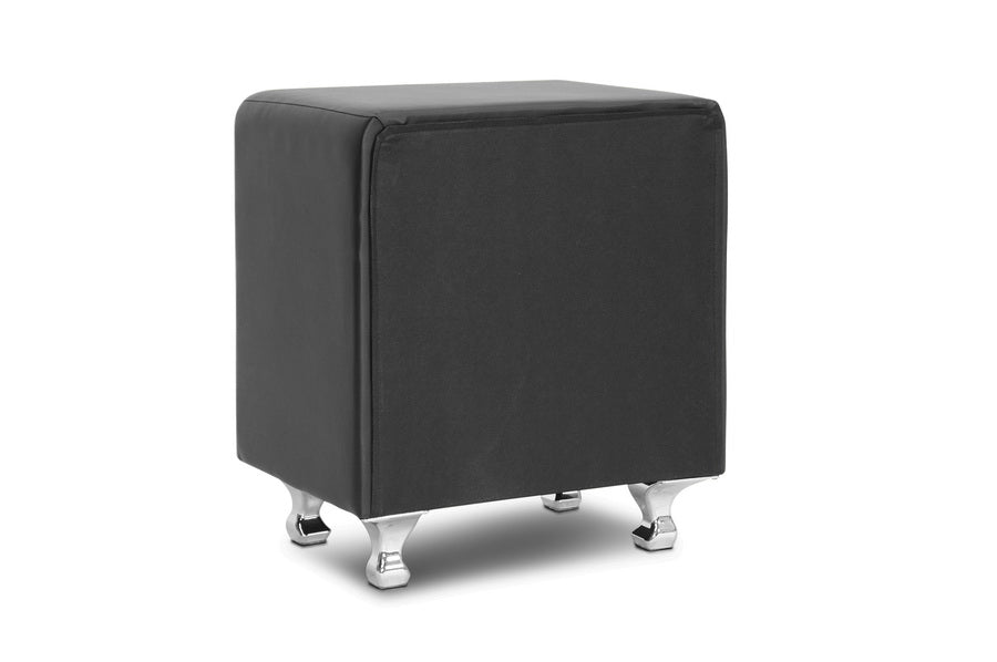 Baxton Studio Stella Crystal Tufted Black Upholstered Modern Nightstand | Nightstands | Modishstore - 3