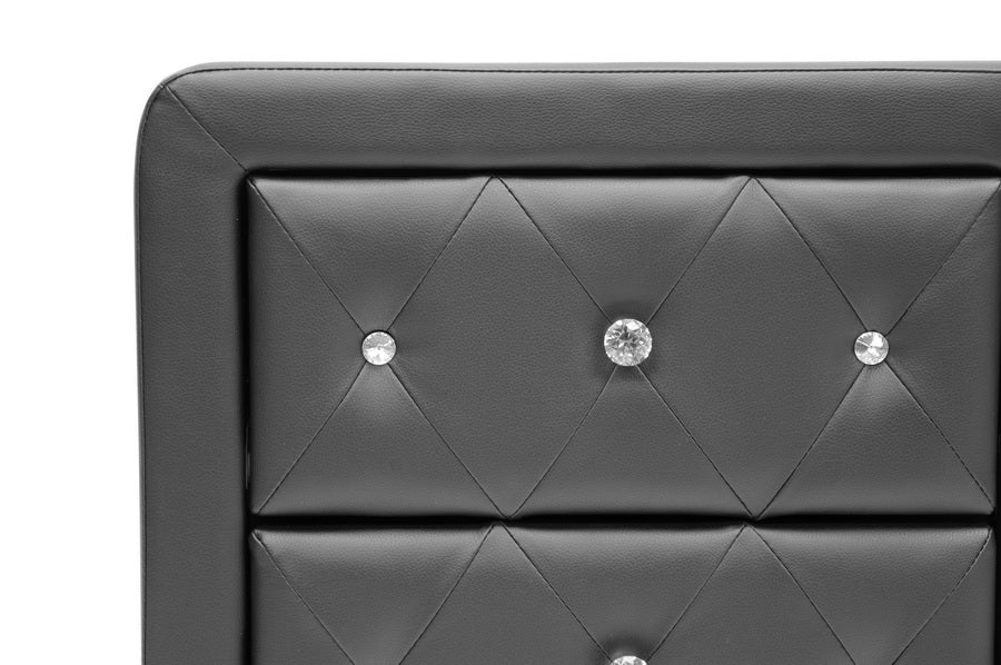 Baxton Studio Stella Crystal Tufted Black Upholstered Modern Nightstand | Nightstands | Modishstore - 4