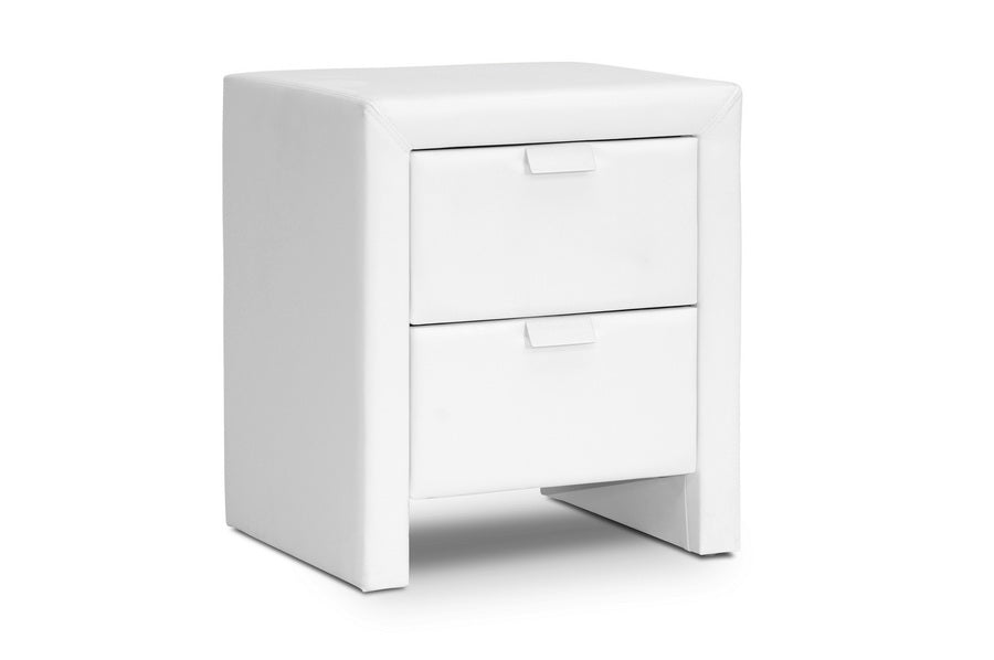 Baxton Studio Frey White Upholstered Modern Nightstand | Nightstands | Modishstore