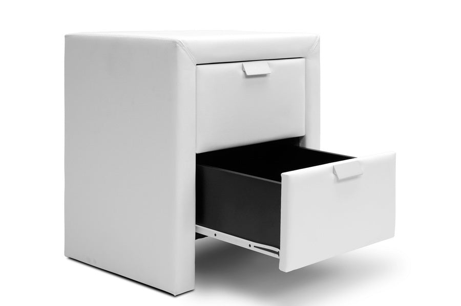Baxton Studio Frey White Upholstered Modern Nightstand | Nightstands | Modishstore - 3