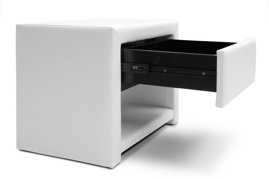 Baxton Studio Massey White Upholstered Modern Nightstand | Nightstands | Modishstore - 3