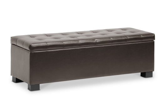 Baxton Studio Roanoke Contemporary Dark Brown Ottoman | Modishstore | Ottomans