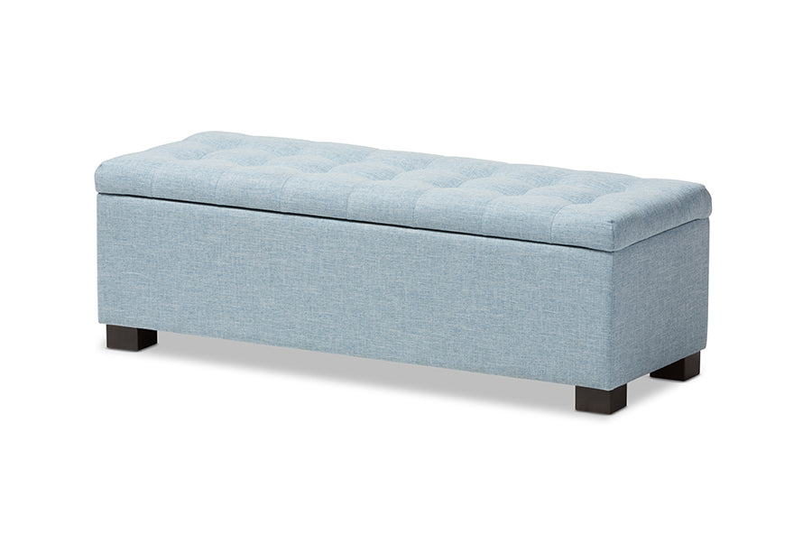 baxton studio roanoke modern and contemporary beige fabric upholstered grid tufting storage ottoman bench | Modish Furniture Store-10