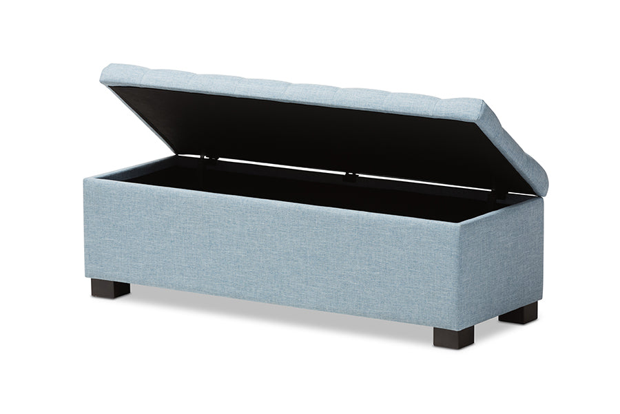 baxton studio roanoke modern and contemporary beige fabric upholstered grid tufting storage ottoman bench | Modish Furniture Store-11