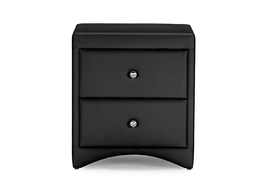 Baxton Studio Dorian Black Faux Leather Upholstered Modern Nightstand | Nightstands | Modishstore