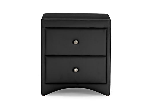 Baxton Studio Dorian Black Faux Leather Upholstered Modern Nightstand | Nightstands | Modishstore