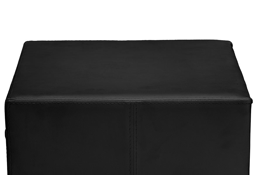 Baxton Studio Dorian Black Faux Leather Upholstered Modern Nightstand | Nightstands | Modishstore - 2