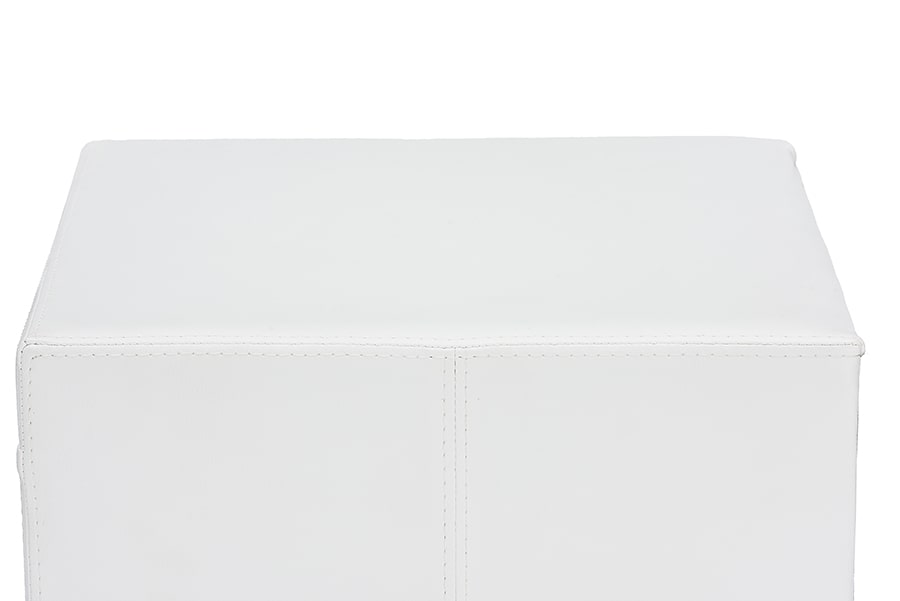 baxton studio dorian white faux leather upholstered modern nightstand | Modish Furniture Store-3