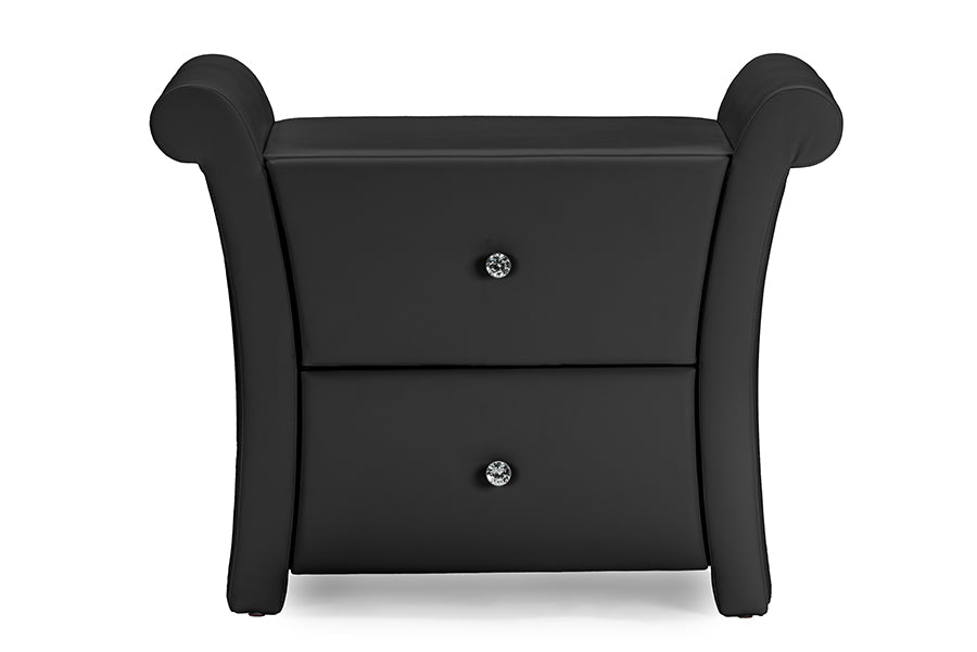Baxton Studio Victoria Matte White PU Leather 2 Storage Drawers Nightstand Bedside Table | Nightstands | Modishstore - 3