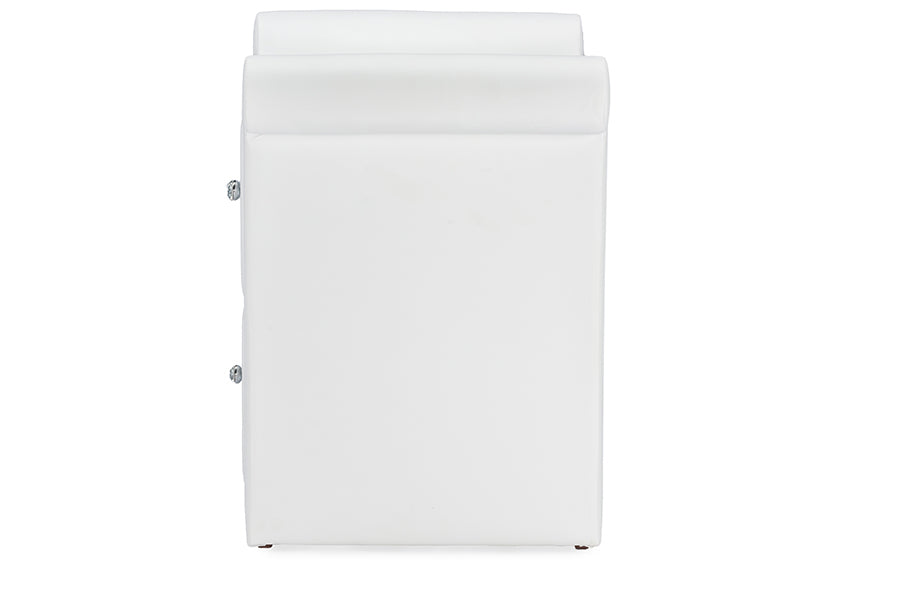 Baxton Studio Victoria Matte White PU Leather 2 Storage Drawers Nightstand Bedside Table | Nightstands | Modishstore - 2