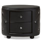 Baxton Studio Davina Hollywood Glamour Style Oval 2-drawer Black Faux Leather Upholstered Nightstand | Modishstore | Nightstands
