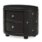 baxton studio davina hollywood glamour style oval 2 drawer black faux leather upholstered nightstand | Modish Furniture Store-2