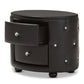 baxton studio davina hollywood glamour style oval 2 drawer black faux leather upholstered nightstand | Modish Furniture Store-3