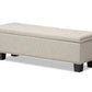 baxton studio roanoke modern and contemporary beige fabric upholstered grid tufting storage ottoman bench | Modish Furniture Store-3