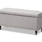 baxton studio kaylee modern classic beige fabric upholstered button tufting storage ottoman bench | Modish Furniture Store-6