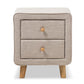 baxton studio jonesy mid century beige linen upholstered 2 drawer nightstand | Modish Furniture Store-3