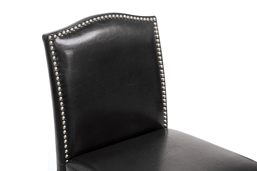 Baxton Studio Libra Black Modern Bar Stool with Nail Head Trim (Set of 2) | Bar Stools | Modishstore - 3