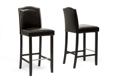 Baxton Studio Libra Black Modern Bar Stool with Nail Head Trim (Set of 2) | Bar Stools | Modishstore - 5