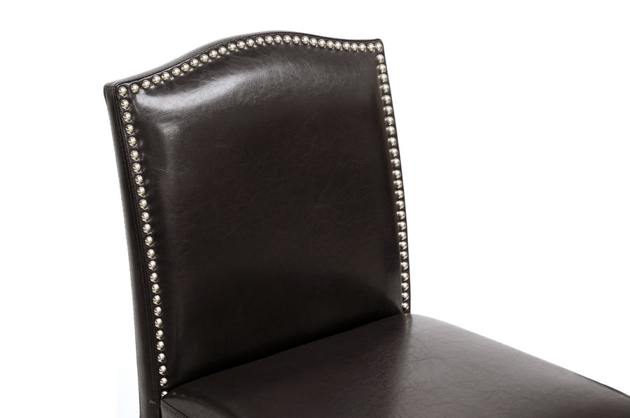 Baxton Studio Libra Black Modern Bar Stool with Nail Head Trim (Set of 2) | Bar Stools | Modishstore - 6