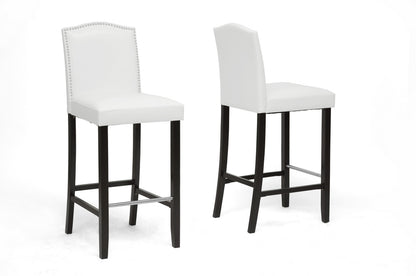 Baxton Studio Libra Black Modern Bar Stool with Nail Head Trim (Set of 2) | Bar Stools | Modishstore - 8