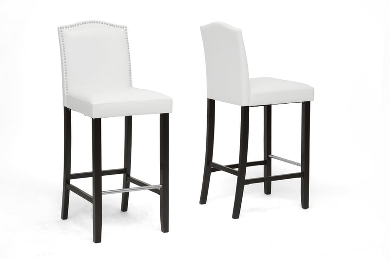 Baxton Studio Libra Black Modern Bar Stool with Nail Head Trim (Set of 2) | Bar Stools | Modishstore - 8