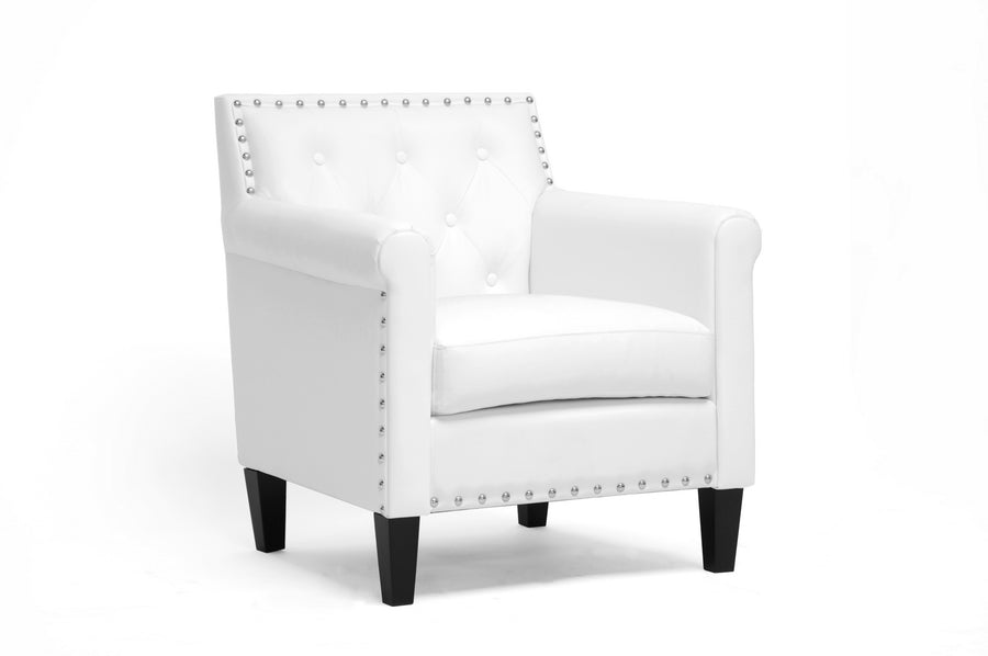 baxton studio thalassa white modern arm chair | Modish Furniture Store-3