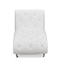baxton studio pease contemporary white faux leather upholstered crystal button tufted chaise lounge | Modish Furniture Store-2