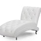 baxton studio pease contemporary white faux leather upholstered crystal button tufted chaise lounge | Modish Furniture Store-3