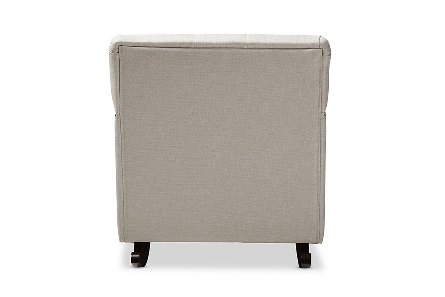 Baxton Studio Bethany Modern and Contemporary Light Beige Fabric Upholstered Button-tufted Rocking Chair | Rocking Chairs | Modishstore - 2