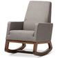 Baxton Studio Yashiya Mid-century Retro Modern Grey Fabric Upholstered Rocking Chair | Rocking Chairs | Modishstore - 4