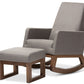 Baxton Studio Yashiya Mid-century Grey Fabric Rocking Chair and Ottoman Set | Rocking Chairs | Modishstore - 2