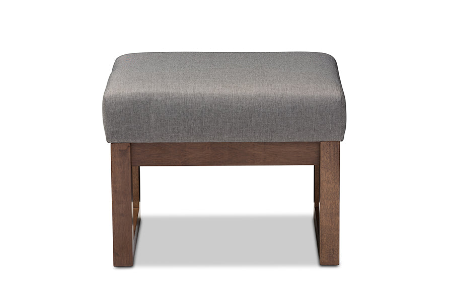 Baxton Studio Yashiya Mid-century Retro Modern Grey Fabric Upholstered Ottoman Stool | Stools | Modishstore - 2