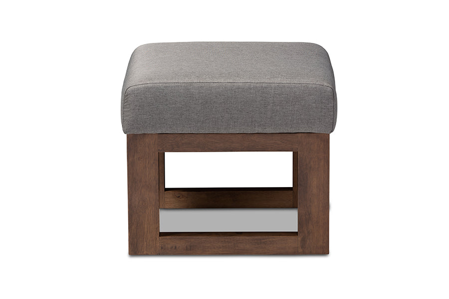Baxton Studio Yashiya Mid-century Retro Modern Grey Fabric Upholstered Ottoman Stool | Stools | Modishstore - 4