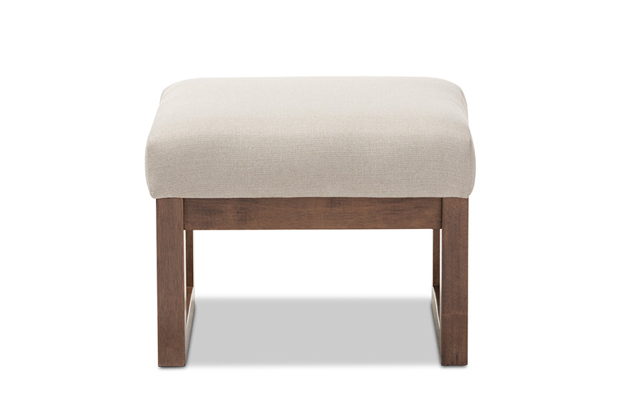 Baxton Studio Yashiya Mid-century Retro Modern Grey Fabric Upholstered Ottoman Stool | Stools | Modishstore - 7