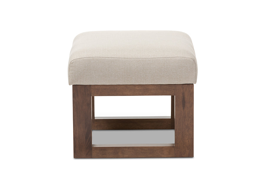 Baxton Studio Yashiya Mid-century Retro Modern Grey Fabric Upholstered Ottoman Stool | Stools | Modishstore - 6