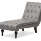 Baxton Studio Layla Mid-century Retro Modern Grey Fabric Upholstered Button-tufted Chaise Lounge | Modishstore | Lounge Chairs
