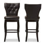 Baxton Studio Leonice Modern and Contemporary Dark Brown Faux Leather Upholstered Button-tufted 29-Inch Swivel Bar Stool (Set of 2) | Bar Stools | Modishstore - 4