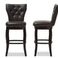 Baxton Studio Leonice Modern and Contemporary Dark Brown Faux Leather Upholstered Button-tufted 29-Inch Swivel Bar Stool (Set of 2) | Bar Stools | Modishstore - 2