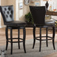 Baxton Studio Leonice Modern and Contemporary Dark Brown Faux Leather Upholstered Button-tufted 29-Inch Swivel Bar Stool (Set of 2) | Bar Stools | Modishstore
