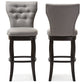 Baxton Studio Leonice Modern and Contemporary Dark Brown Faux Leather Upholstered Button-tufted 29-Inch Swivel Bar Stool (Set of 2) | Bar Stools | Modishstore - 10