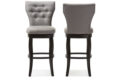 Baxton Studio Leonice Modern and Contemporary Dark Brown Faux Leather Upholstered Button-tufted 29-Inch Swivel Bar Stool (Set of 2) | Bar Stools | Modishstore - 10
