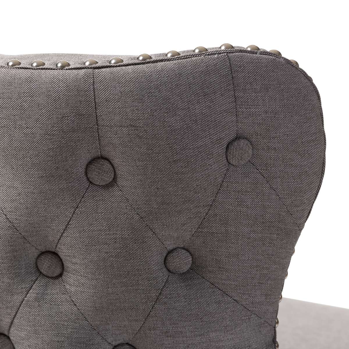 Baxton Studio Gradisca Modern and Contemporary Brown Wood Finishing and Grey Fabric Button-Tufted Upholstered Swivel Barstool | Bar Stools | Modishstore - 5