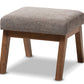 baxton studio aberdeen mid century modern walnut wood finishing and gravel fabric upholstered ottoman | Modish Furniture Store-4