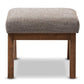baxton studio aberdeen mid century modern walnut wood finishing and gravel fabric upholstered ottoman | Modish Furniture Store-5